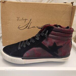 Vintage Havana Salinas Black/Wine (Dark Red) High Top Sneakers. NIB. 9